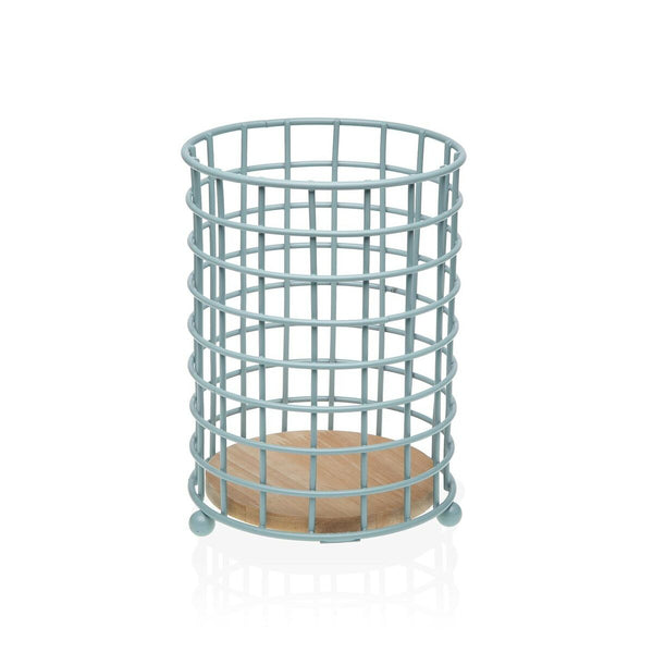 Organizador para Cubiertos Versa Azul Madera Madera de caucho Acero Hierro 12,5 x 17,5 x 12,5 cm