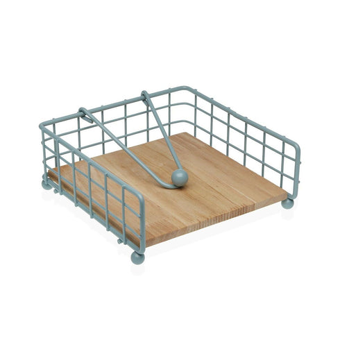 Servilletero Versa Azul Madera Acero Hierro Madera de caucho 19,5 x 7 x 19,5 cm