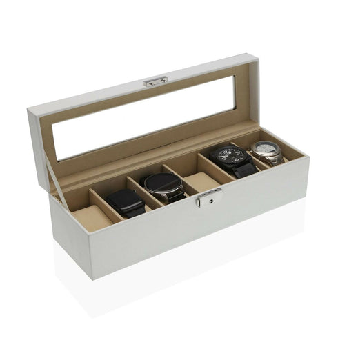 Caja para Relojes Versa Blanco Polipropileno Polipiel 10 x 9 x 32,5 cm
