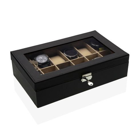 Caja para Relojes Versa Negro Polipropileno Polipiel 20 x 8,5 x 32,5 cm