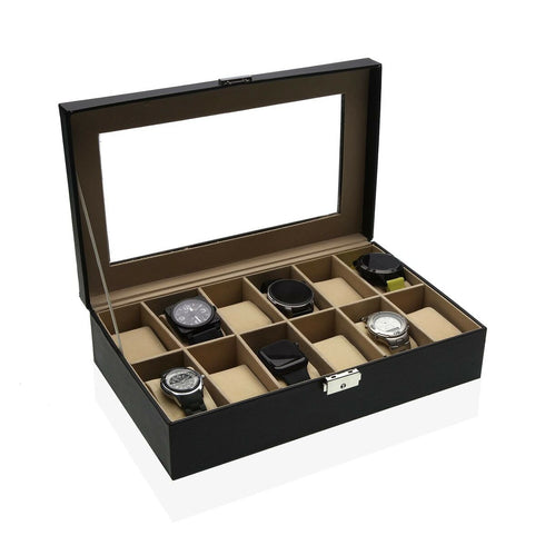 Caja para Relojes Versa Negro Polipropileno Polipiel 20 x 8,5 x 32,5 cm