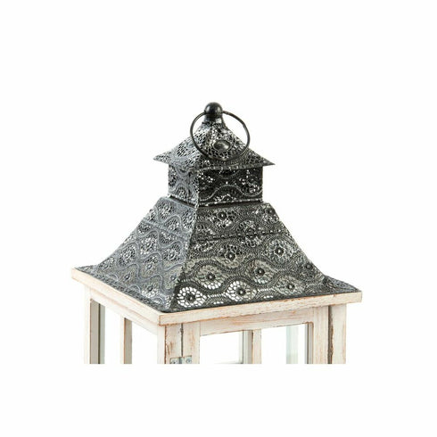 Farol DKD Home Decor Cristal Natural Negro Madera Blanco (25 x 25 x 65 cm)