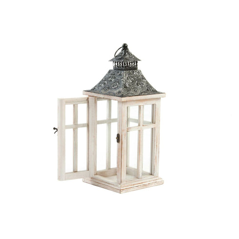 Farol DKD Home Decor Cristal Natural Negro Madera Blanco (25 x 25 x 65 cm)