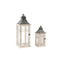 Farol DKD Home Decor Cristal Natural Negro Madera Blanco (25 x 25 x 65 cm)