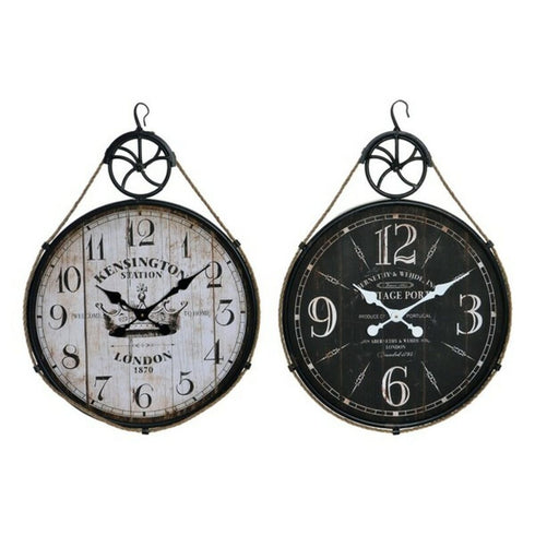 Reloj de Pared DKD Home Decor 50 x 4,5 x 71 cm Negro Metal Madera Blanco (2 Unidades)
