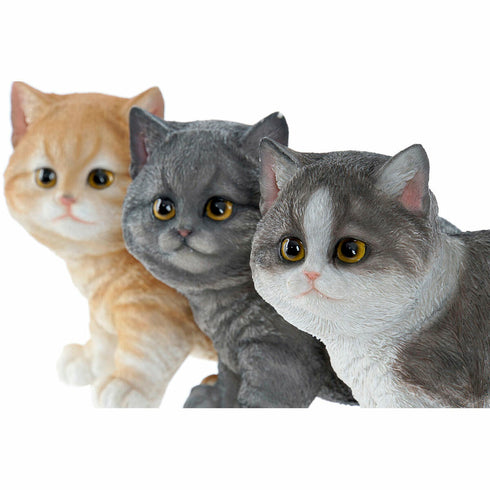 Figura Decorativa DKD Home Decor Gato Blanco Gris Naranja Gatito 20,5 x 10 x 15 cm (3 Piezas) (3 Unidades)