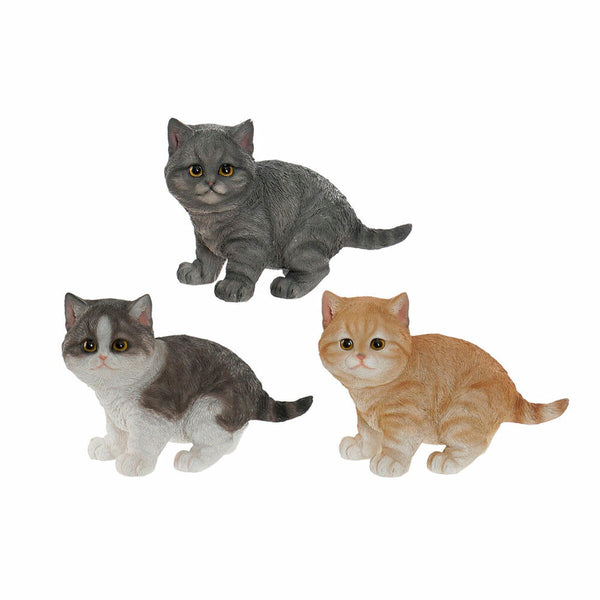 Figura Decorativa DKD Home Decor Gato Blanco Gris Naranja Gatito 20,5 x 10 x 15 cm (3 Piezas) (3 Unidades)