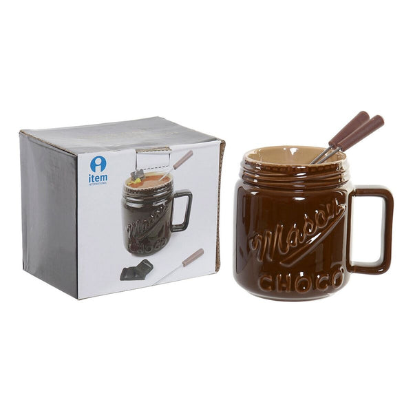 Fondue de Chocolate DKD Home Decor 8424001655052 Marrón Acero Inoxidable Porcelana Acero