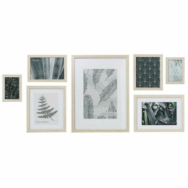 Marco de Fotos DKD Home Decor 48 x 6 x 34 cm Cristal Natural Papel Tropical Madera MDF