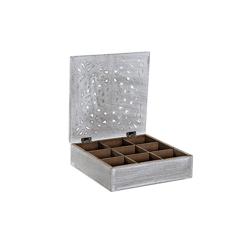 Caja para Infusiones DKD Home Decor Blanco Natural Madera Madera MDF 23 x 23 x 7 cm
