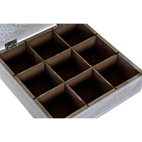Caja para Infusiones DKD Home Decor Blanco Natural Madera Madera MDF 23 x 23 x 7 cm