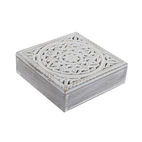 Caja para Infusiones DKD Home Decor Blanco Natural Madera Madera MDF 23 x 23 x 7 cm