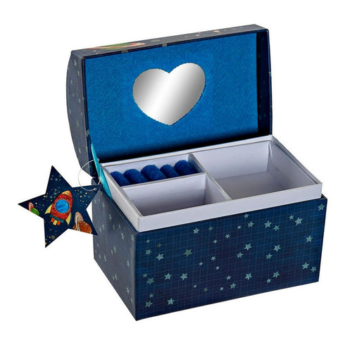 Caja-Joyero DKD Home Decor LP-172820 16,5 x 10,3 x 13,5 cm Espejo Azul Cartón