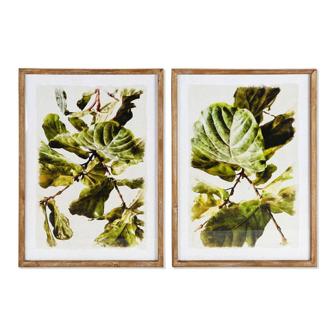 Cuadro DKD Home Decor Plants 50 x 2,5 x 70 cm Hoja de planta (2 Unidades)