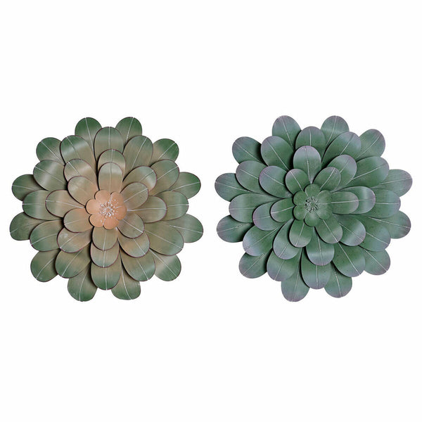 Decoración de Pared DKD Home Decor Flor 60 x 8 x 60 cm Verde (2 Unidades)