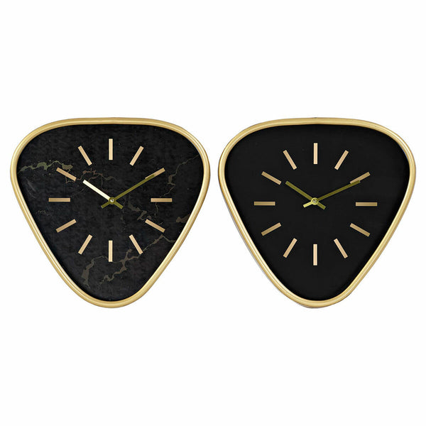 Reloj de Pared DKD Home Decor 8424001803453 40 x 6 x 38 cm Cristal Negro Dorado Metal Madera MDF (2 Unidades)