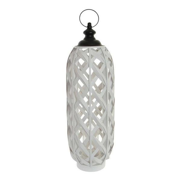 Portavelas DKD Home Decor Blanco Metal Bambú (25 x 25 x 56 cm)
