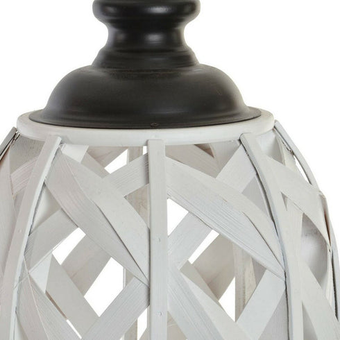 Portavelas DKD Home Decor Blanco Metal Bambú (25 x 25 x 56 cm)