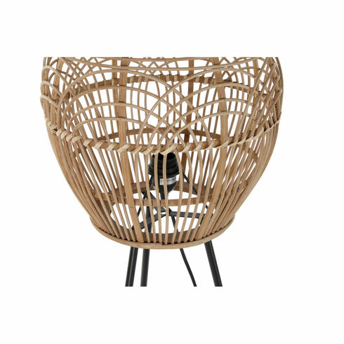 Lámpara de Pie DKD Home Decor Natural Negro Metal Ratán 220 V 50 W 50 x 50 x 128 cm