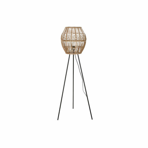Lámpara de Pie DKD Home Decor Natural Negro Metal Ratán 220 V 50 W 50 x 50 x 128 cm