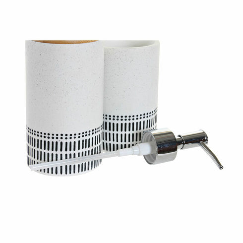 Set de Baño DKD Home Decor 8424001811465 Blanco Negro Marrón claro Bambú Dolomita 7,4 x 7,4 x 19 cm