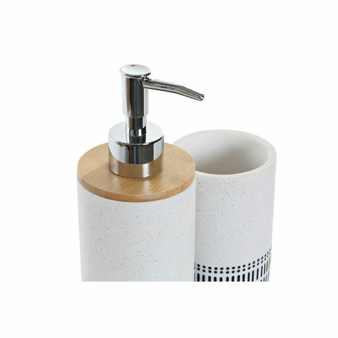 Set de Baño DKD Home Decor 8424001811465 Blanco Negro Marrón claro Bambú Dolomita 7,4 x 7,4 x 19 cm