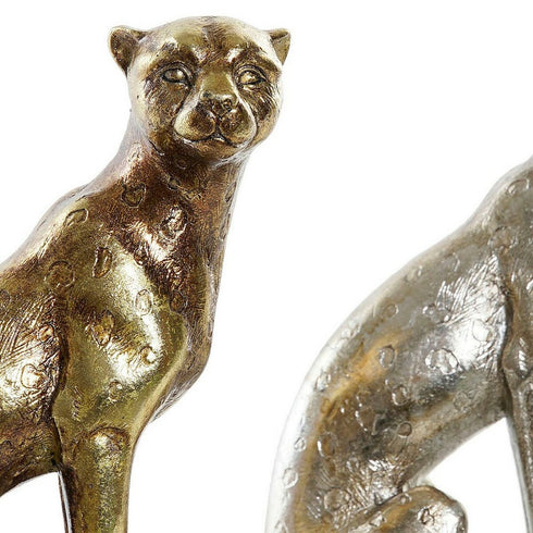 Figura Decorativa DKD Home Decor 12 x 11 x 28 cm Cristal Plateado Dorado Leopardo Resina Tropical