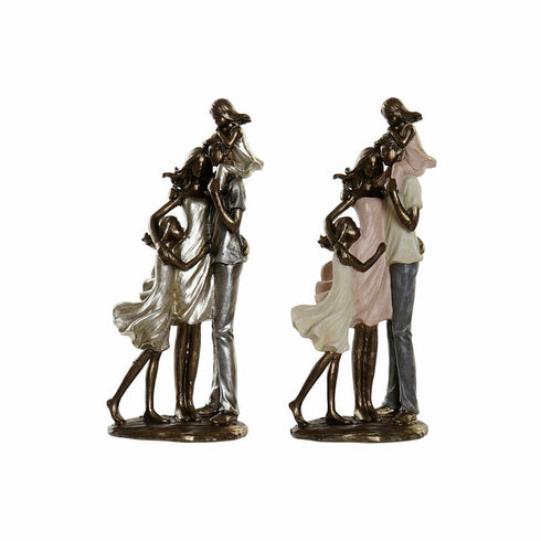 Figura Decorativa DKD Home Decor 12,5 x 10,5 x 28 cm Rosa Cobre Familia (2 Unidades)