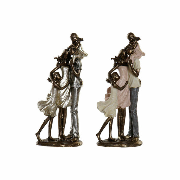 Figura Decorativa DKD Home Decor 12,5 x 10,5 x 28 cm Rosa Cobre Familia (2 Unidades)