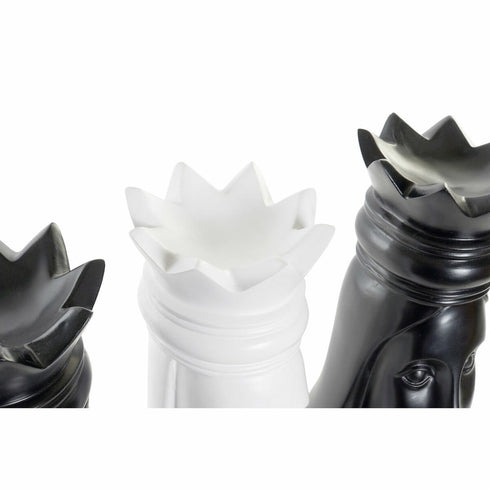 Figura Decorativa DKD Home Decor Negro Blanco 13 x 13 x 40 cm Fichas de Ajedrez (4 Unidades)