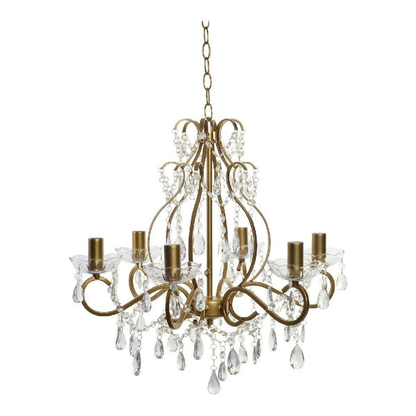 Lámpara de Techo DKD Home Decor Transparente Dorado Metal 25 W Shabby Chic 220 V 51 x 44 x 43 cm