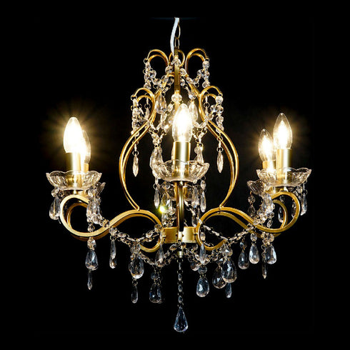 Lámpara de Techo DKD Home Decor Transparente Dorado Metal 25 W Shabby Chic 220 V 51 x 44 x 43 cm