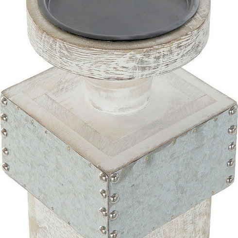 Portavelas DKD Home Decor Blanco Madera de mango (16.5 x 16.5 x 76 cm)