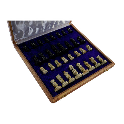 Ajedrez DKD Home Decor Blanco Marrón Negro Madera Piedra 30 x 30,5 x 4,5 cm