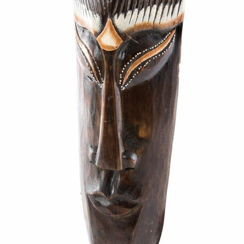 Decoración de Pared DKD Home Decor Beige Colonial Marrón oscuro Máscara 15 x 6 x 100 cm (3 Piezas)