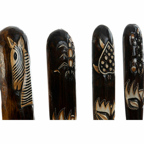 Decoración de Pared DKD Home Decor Marrón Beige Marrón oscuro Colonial Máscara Tribal 11 x 4 x 50 cm (4 Piezas)