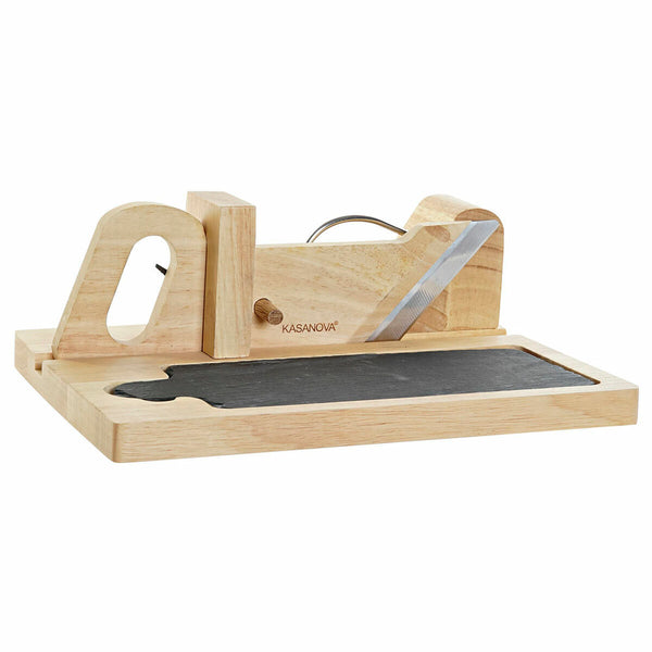 Cortador DKD Home Decor Embutido Madera de caucho Acero Inoxidable Pizarra 26 x 20 x 10 cm
