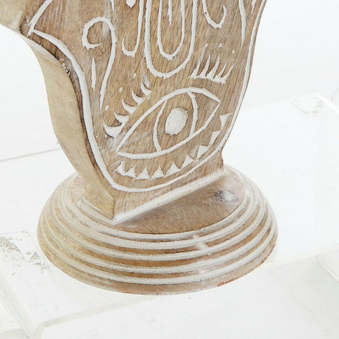 Candelabro DKD Home Decor Blanco Marrón Metal Plástico Madera de mango Floral Indio 17 x 12,5 x 26,5 cm