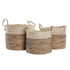 Juego de Cestas DKD Home Decor Marrón Natural Bicolor Hierba marina Tropical 37 x 37 x 40 cm