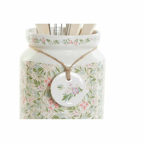 Bote para Utensilios de Cocina DKD Home Decor Blanco Verde 1 L 11,5 x 11 x 15 cm