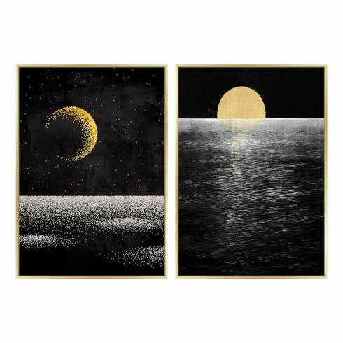 Cuadro DKD Home Decor 53 x 4,3 x 73 cm 53 x 4 x 73 cm Luna Moderno (2 Unidades)