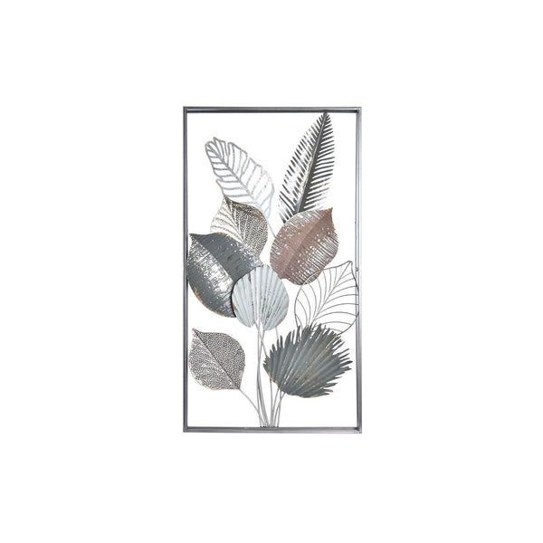 Decoración de Pared DKD Home Decor Verde Beige Multicolor Dorado Hoja de planta Shabby Chic 50 x 8 x 91 cm