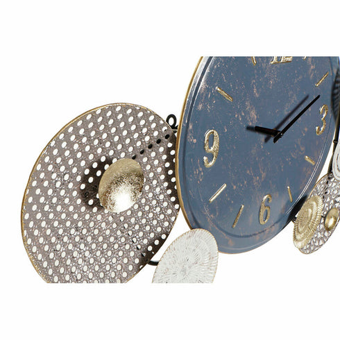 Reloj de Pared DKD Home Decor Azul Blanco Gris Dorado Metal Moderno Círculos 95 x 7 x 47 cm