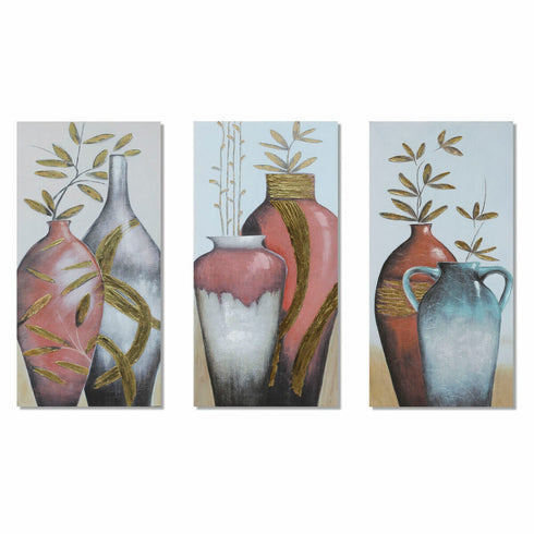 Cuadro DKD Home Decor 60 x 2,8 x 120 cm Jarrón Tradicional (3 Piezas)