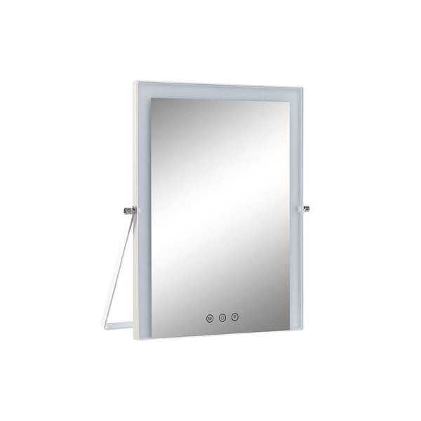 Espejo LED Táctil de Sobremesa DKD Home Decor 30 x 2 x 40 cm Metal Blanco