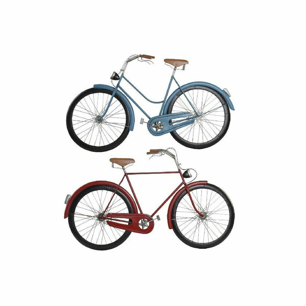 Decoración de Pared DKD Home Decor 102 x 5 x 59 cm Rojo Bicicleta Azul cielo Vintage (2 Unidades)