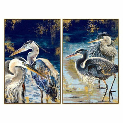 Cuadro DKD Home Decor 63 x 3,5 x 93 cm Oriental Lacado Garza (2 Unidades)