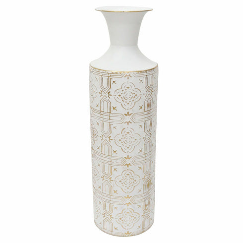 Jarrón DKD Home Decor Mosaico Metal Blanco Árabe (19 x 19 x 64 cm)