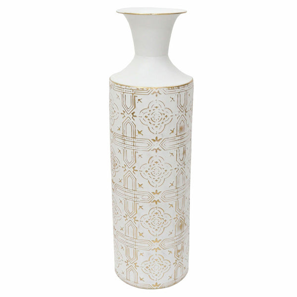Jarrón DKD Home Decor Mosaico Metal Blanco Árabe (19 x 19 x 64 cm)