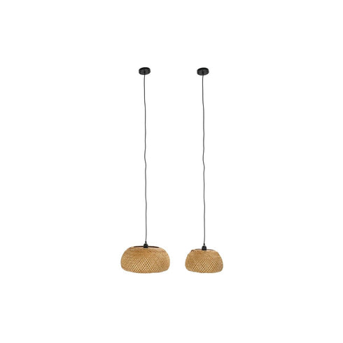 Lámpara de Techo DKD Home Decor 2 Piezas Marrón Bambú 50 W (38 x 38 x 17 cm)